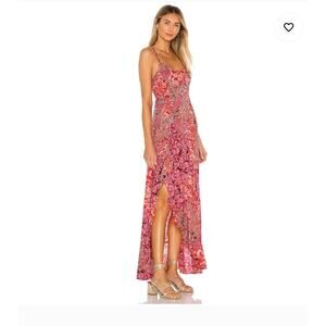 Free People FP Intimately Dress Sz XS Forever Yours Smocked Slip Midi Red